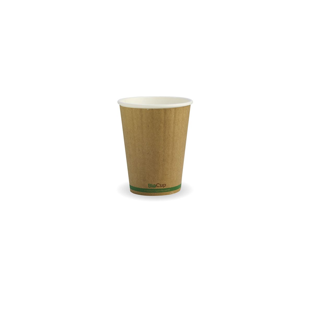 Double Wall Takeaway Coffee Cup 390ml / 12oz (90mm) BioCup Kraft Green ...