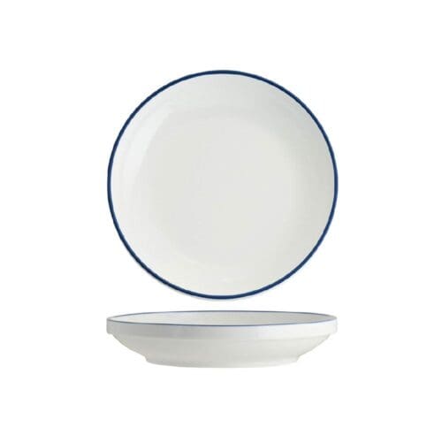 Round Bowl Walled Lip 900ml w/ Royal Blue Rim Core