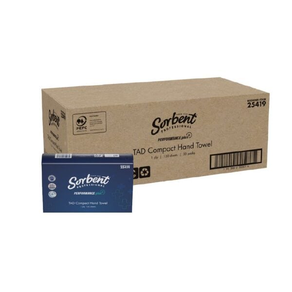 SOL25419 Hand Towel 1 Ply 120 Sheets Performance Plus+ TAD Compact