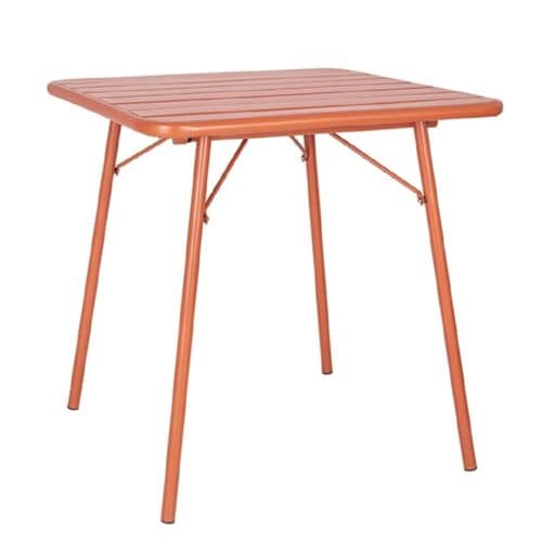 Square Table 700x700mm w/ Slatted Steel Side Terracotta