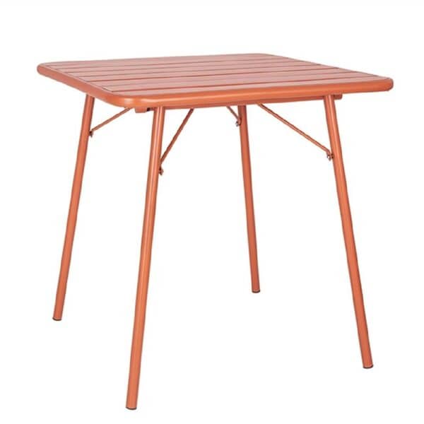 URCK064 Square Table 700x700mm w/ Slatted Steel Side Terracotta