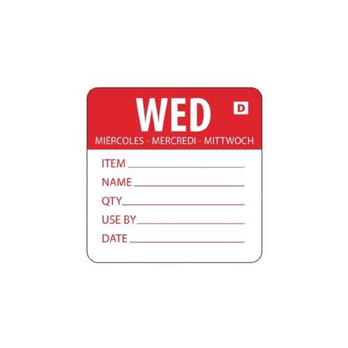 Dissolvable Label Day Of The Week Wednesday 2''/50mm