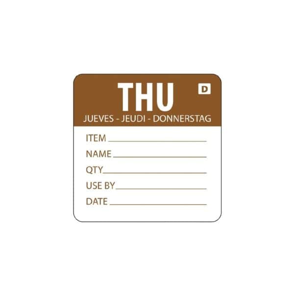 Dissolvable Label Day Of The Week Thursday 2''/50mm