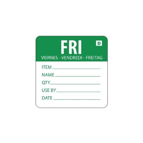 Dissolvable Label Day Of The Week Friday 2''/50mm