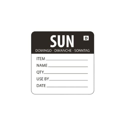 Dissolvable Label Day Of The Week Sunday 2''/50mm