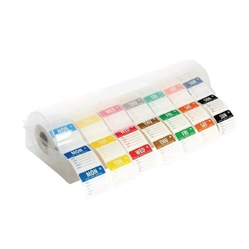 Dissolvable Food Prep Label Day Of The Week Starter Kit w/ Dispenser 2''/ 50mm