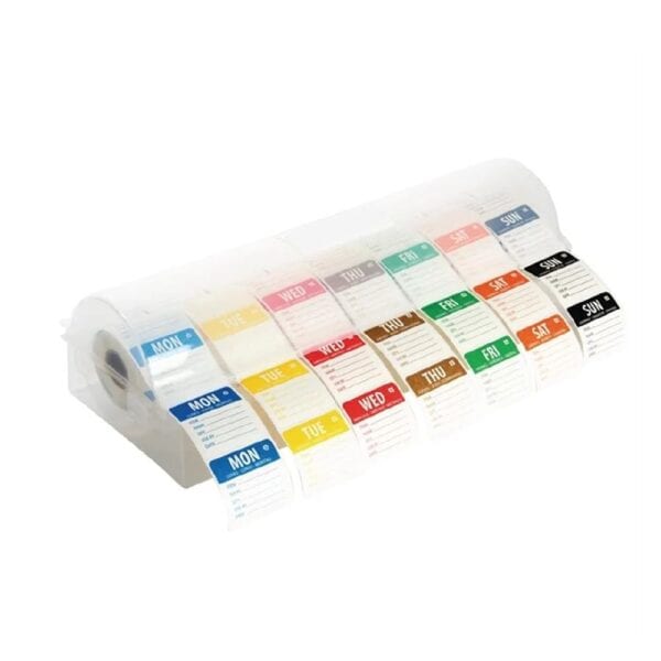 Dissolvable Food Prep Label Day Of The Week Starter Kit w/ Dispenser 2''/ 50mm