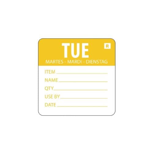 Removable Label Day Of The Week Tuesday 2''/50mm