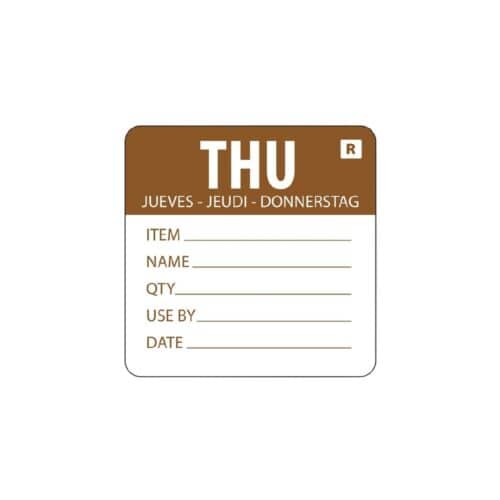 Removable Label Day Of The Week Thursday 2''/50mm