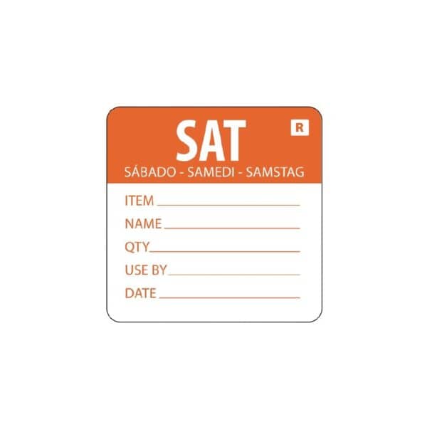URL071 Removable Label Day Of The Week Saturday 2''/50mm