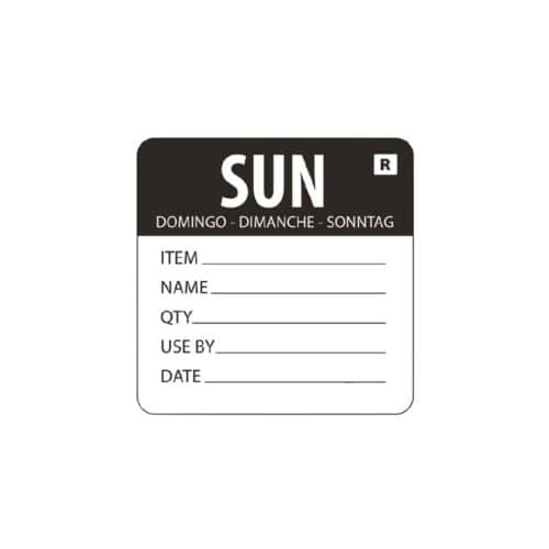 Removable Label Day Of The Week Sunday 2''/50mm