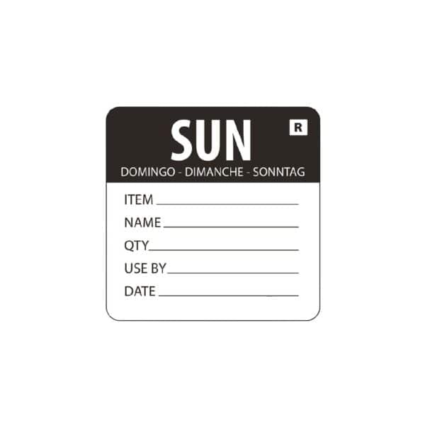 Removable Label Day Of The Week Sunday 2''/50mm