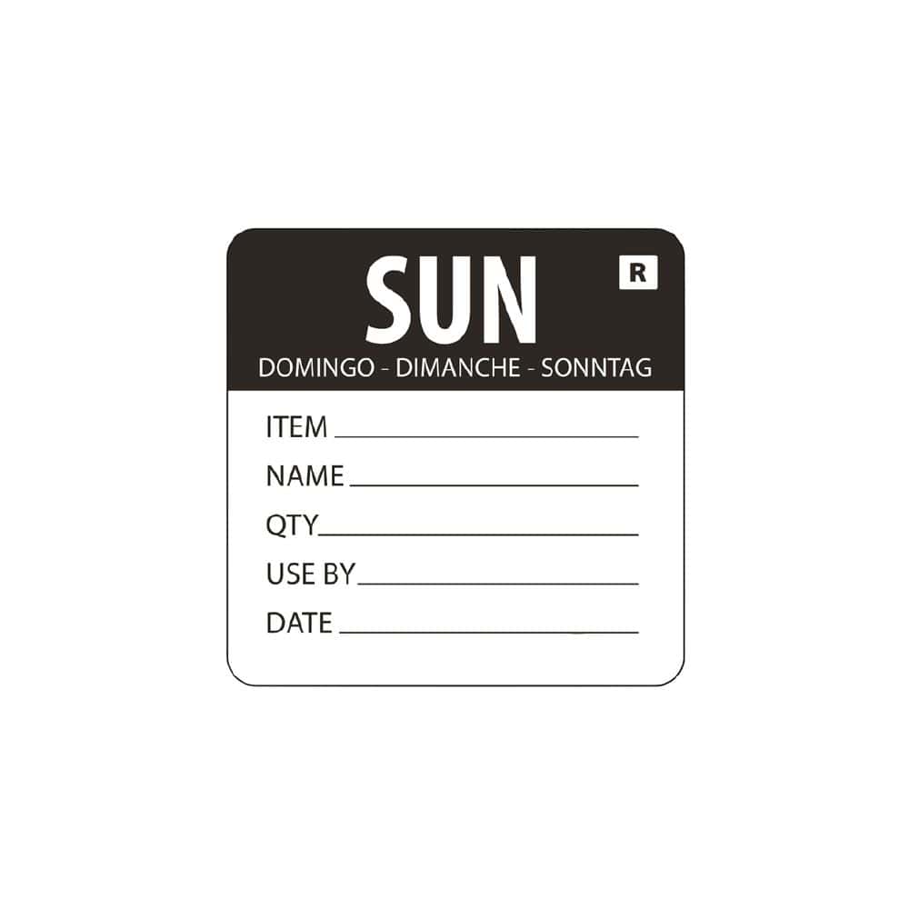 Removable Label Day Of The Week Sunday 2''/50mm
