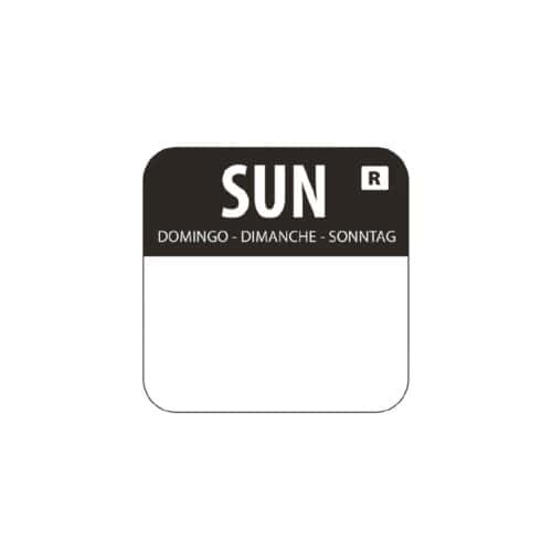 Removable Label Day Of The Week Sunday 1''/25mm
