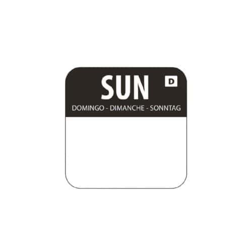Dissolvable Label Day Of The Week Sunday 1''