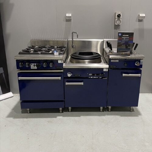 B&S Verro Single Hole Deluxe Waterless Wok Table Cabinet - Blue