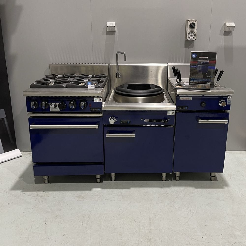 B&S Verro Single Hole Deluxe Waterless Wok Table Cabinet - Blue
