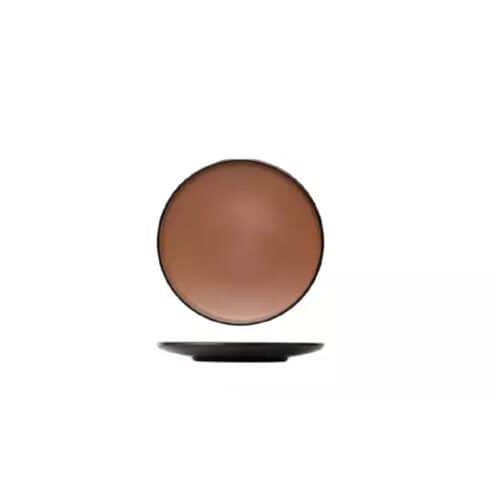 Melamine Round Coupe Plate 167mm Brown/Black