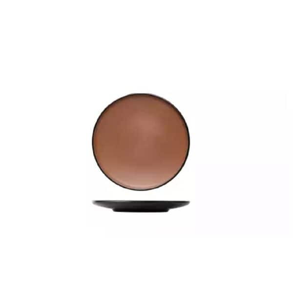 Melamine Round Coupe Plate 167mm Brown/Black