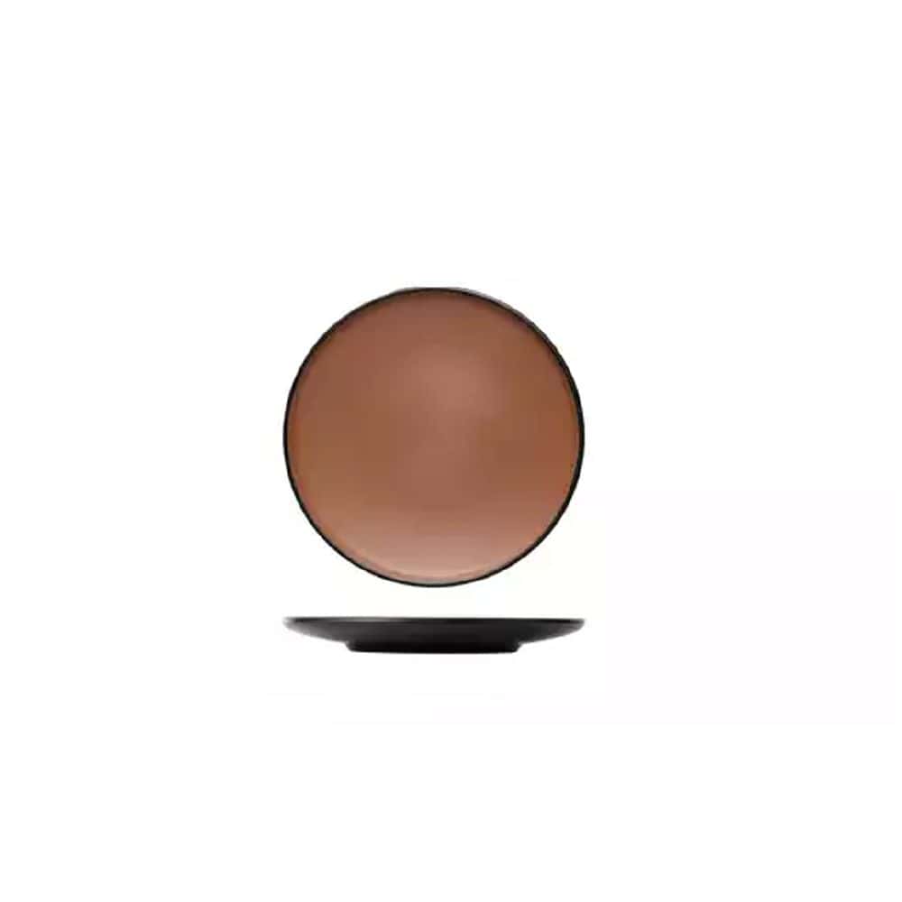 Melamine Round Coupe Plate 167mm Brown/Black