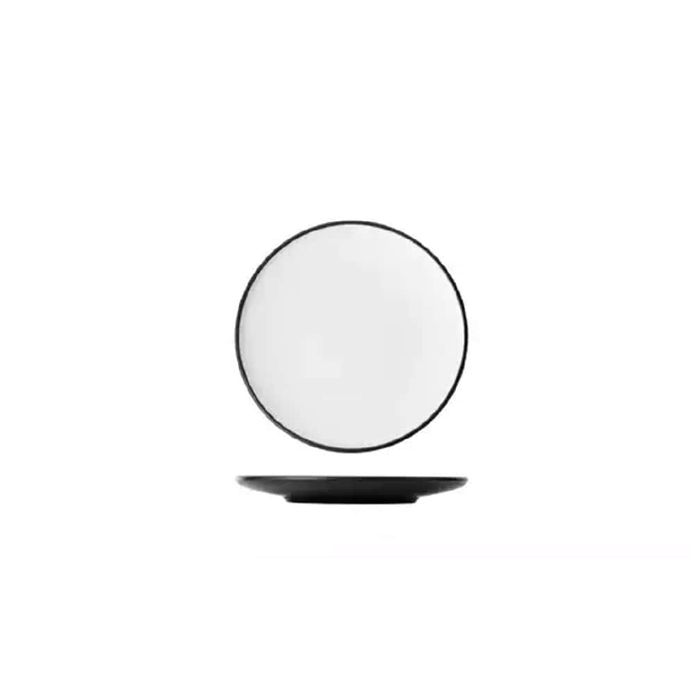 Melamine Round Coupe Plate 167mm White/Black