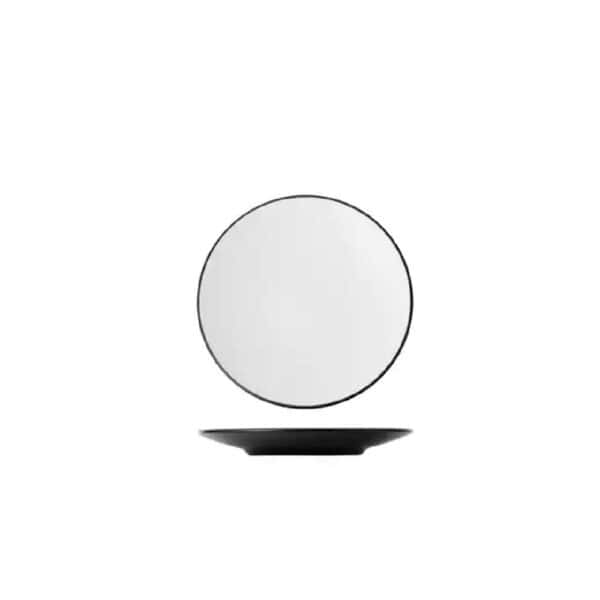 TI828202W Melamine Round Coupe Plate 180mm White/Black