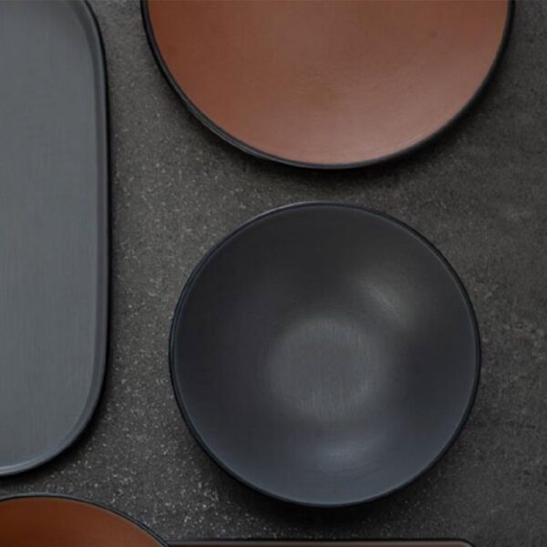 Melamine Round Coupe Plate 205mm Brown/Black