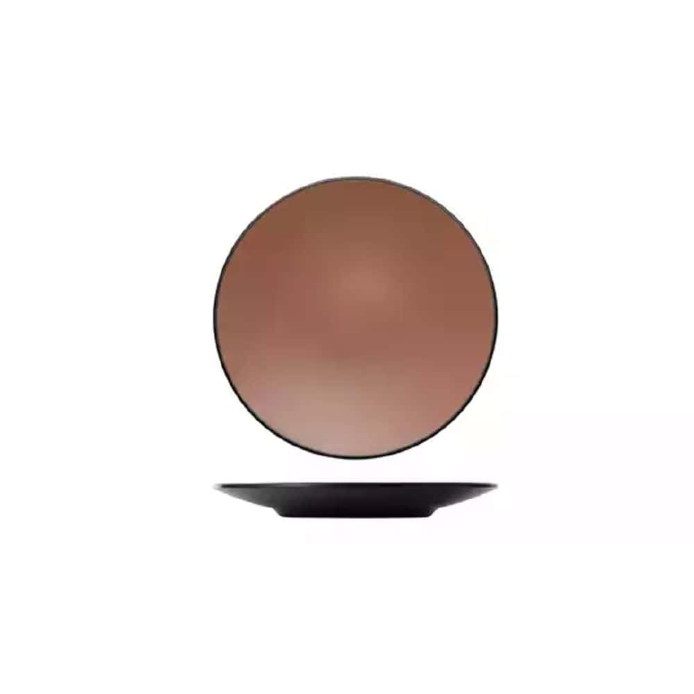 Melamine Round Coupe Plate 205mm Brown/Black