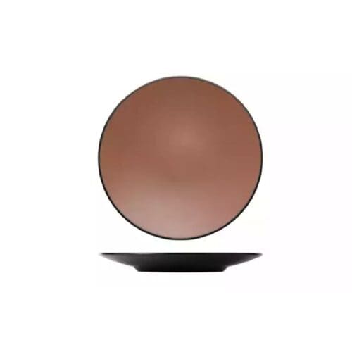 Melamine Round Coupe Plate 230mm Brown/Black