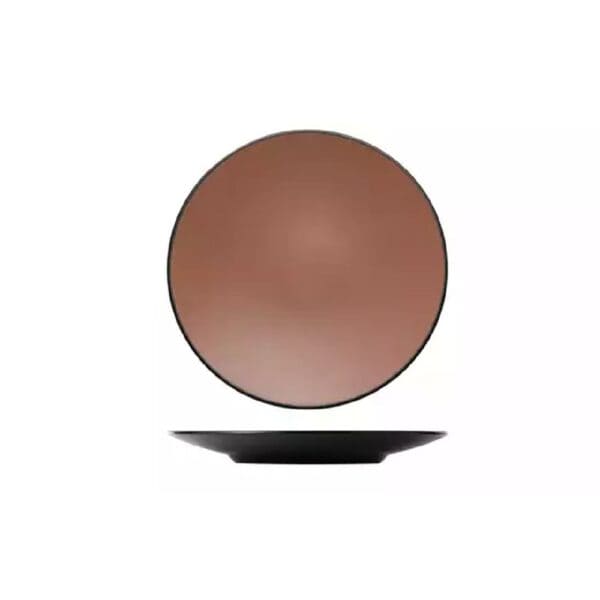 TI828204BN Melamine Round Coupe Plate 230mm Brown/Black