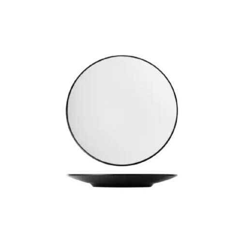 Melamine Round Coupe Plate 230mm White/Black