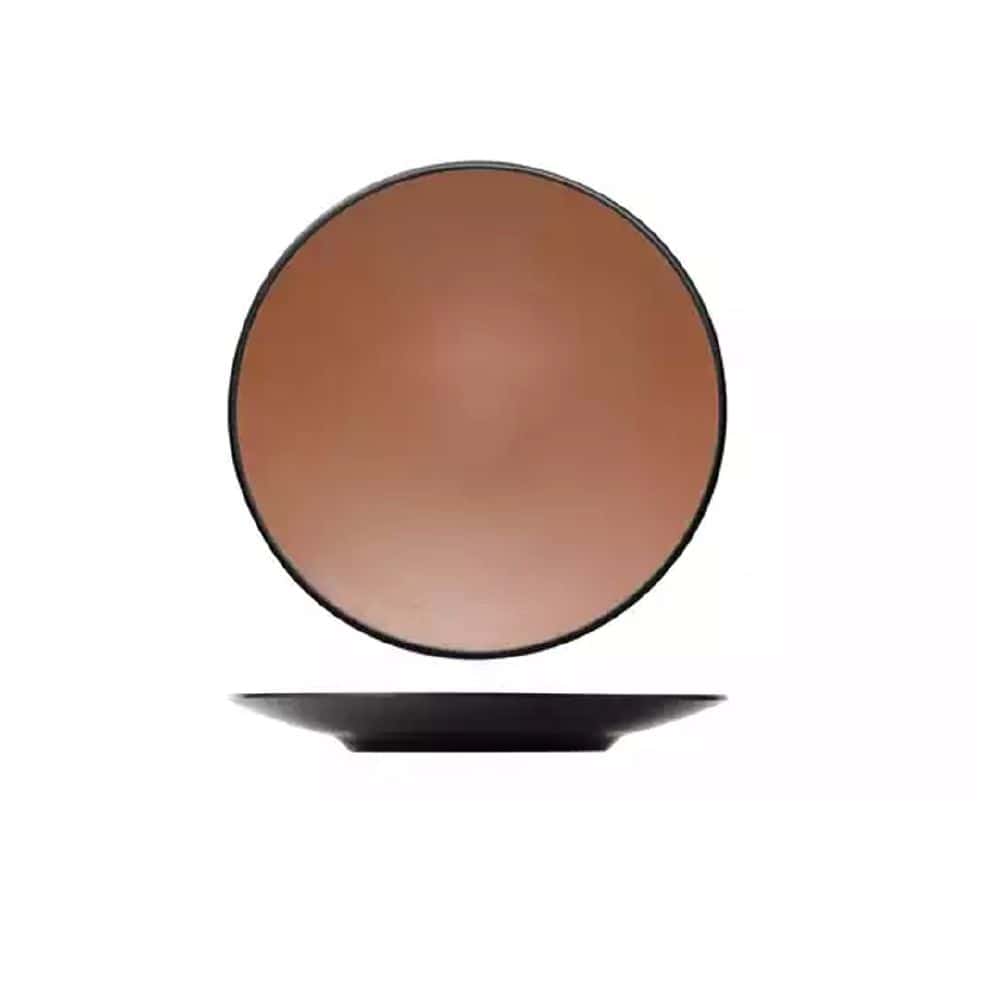 Melamine Round Coupe Plate 250mm Brown/Black
