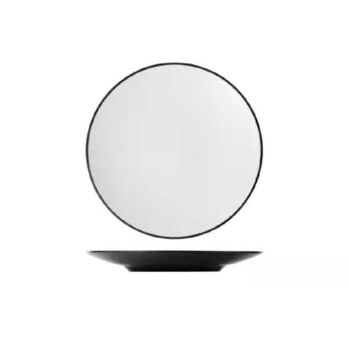 Melamine Round Coupe Plate 250mm White/Black
