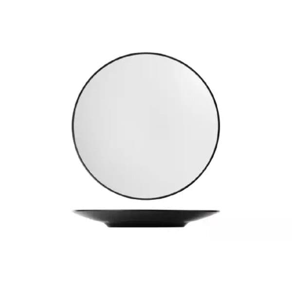 Melamine Round Coupe Plate 250mm White/Black