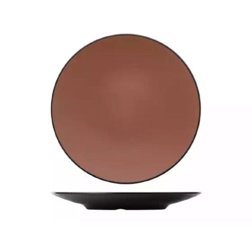Melamine Round Coupe Plate 300mm Brown/Black