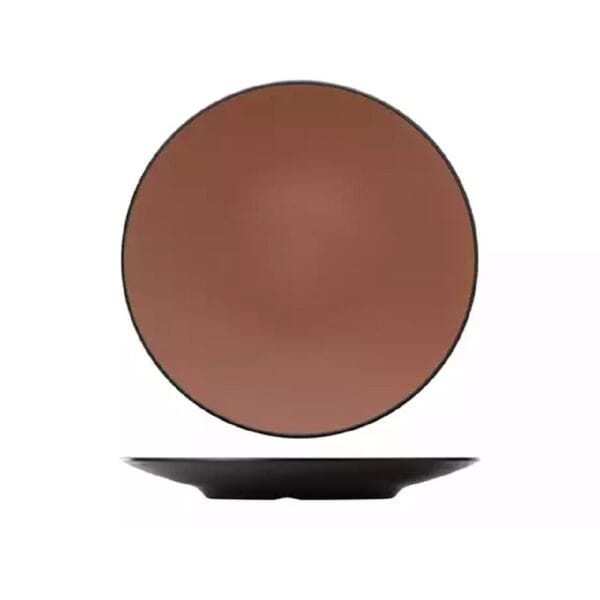 TI828206BN Melamine Round Coupe Plate 300mm Brown/Black