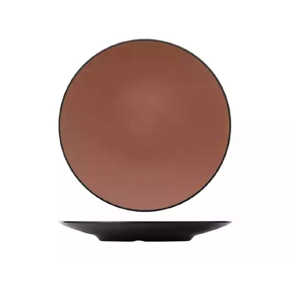 Melamine Round Coupe Plate 300mm Brown/Black
