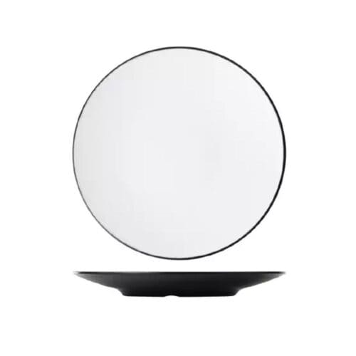 Melamine Round Coupe Plate 300mm White/Black
