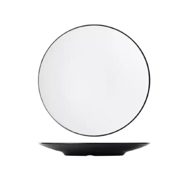TI828206W Melamine Round Coupe Plate 300mm White/Black
