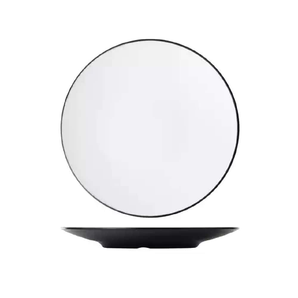 Melamine Round Coupe Plate 300mm White/Black