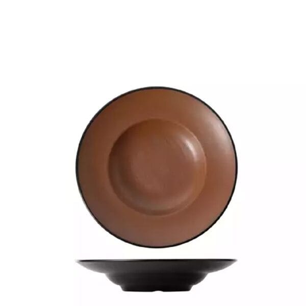 Melamine Round Pasta/Soup Bowl 260mm Brown/Black