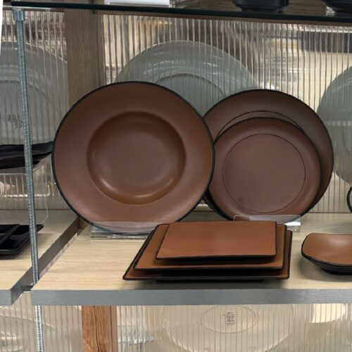 Melamine Round Pasta/Soup Bowl 260mm Brown/Black