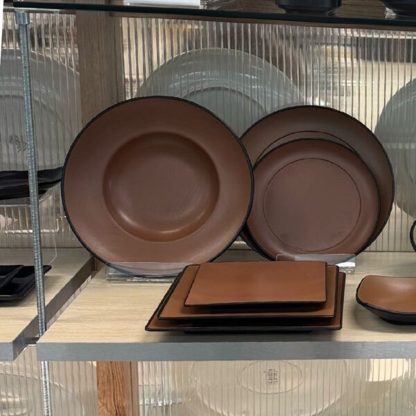 Melamine Round Pasta/Soup Bowl 260mm Brown/Black