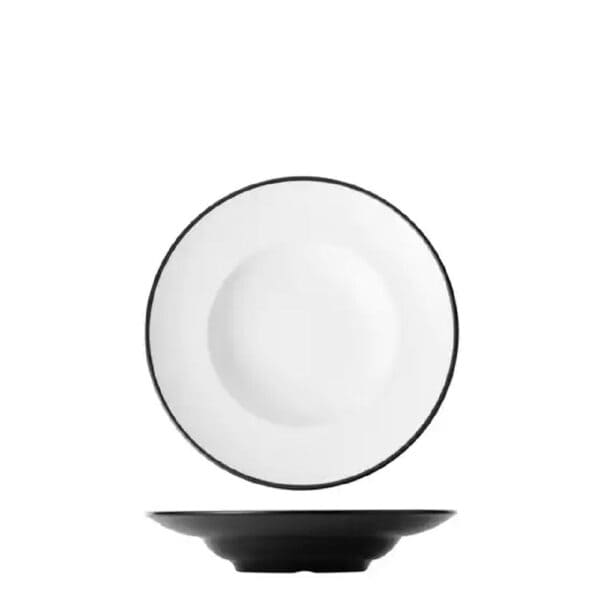 Melamine Round Pasta/Soup Bowl 260mm White/Black