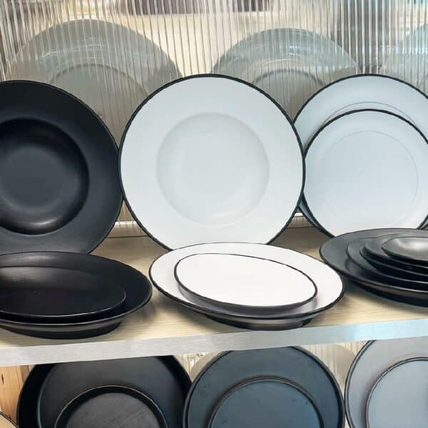 Melamine Round Pasta/Soup Bowl 260mm White/Black