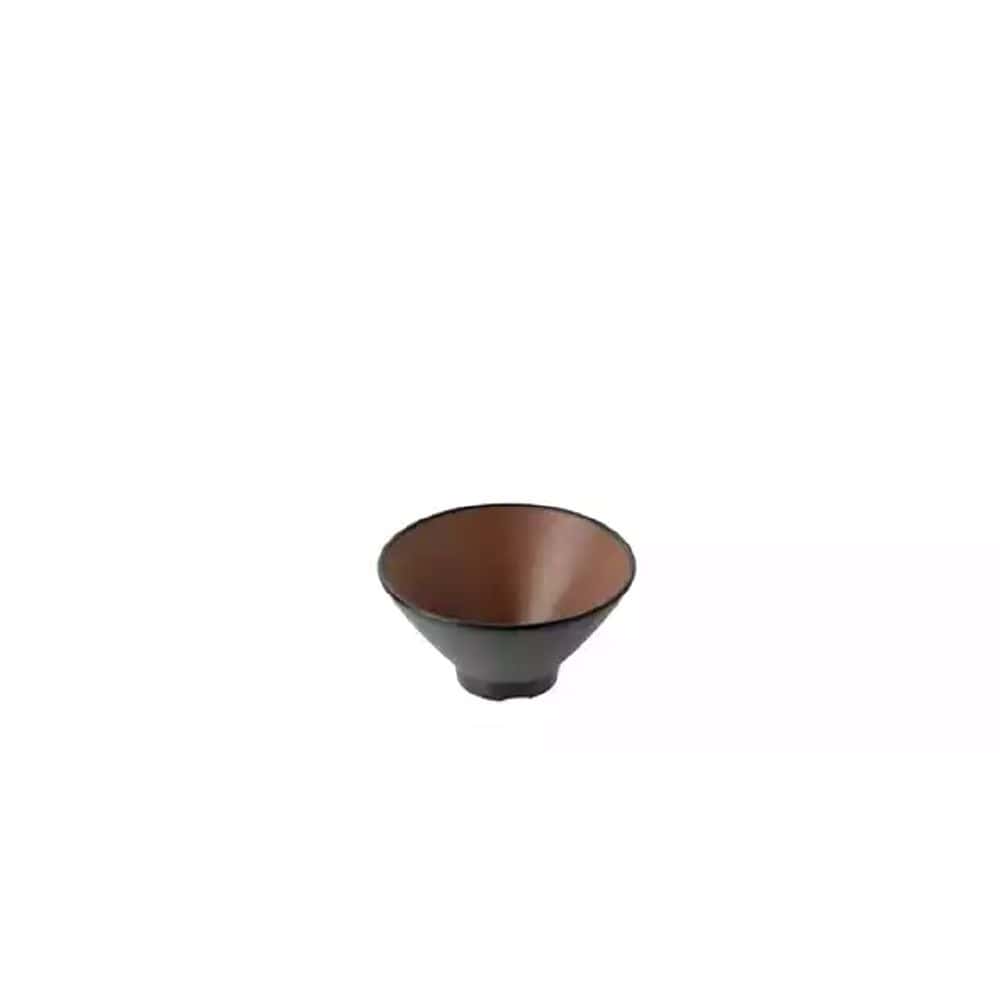 Melamine Round Bowl 400ml V-Shape Brown/Black