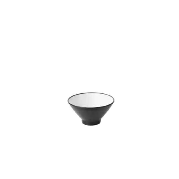 Melamine Round Bowl 400ml V-Shape White/Black
