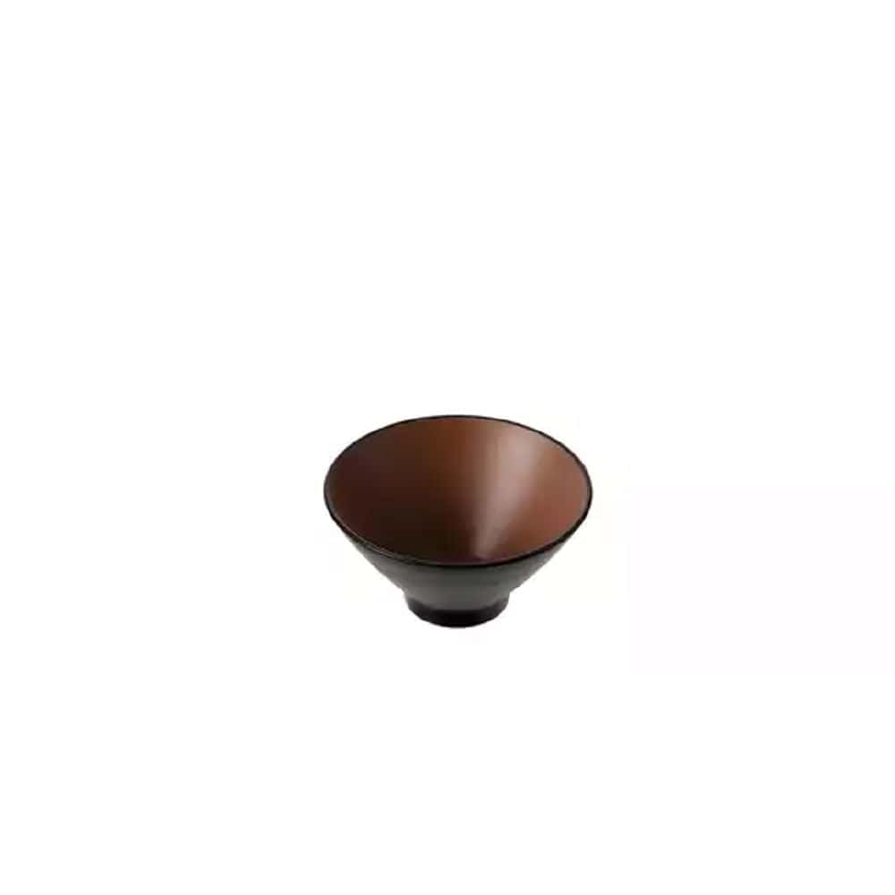 Melamine Round Bowl 550ml V-Shape Brown/Black