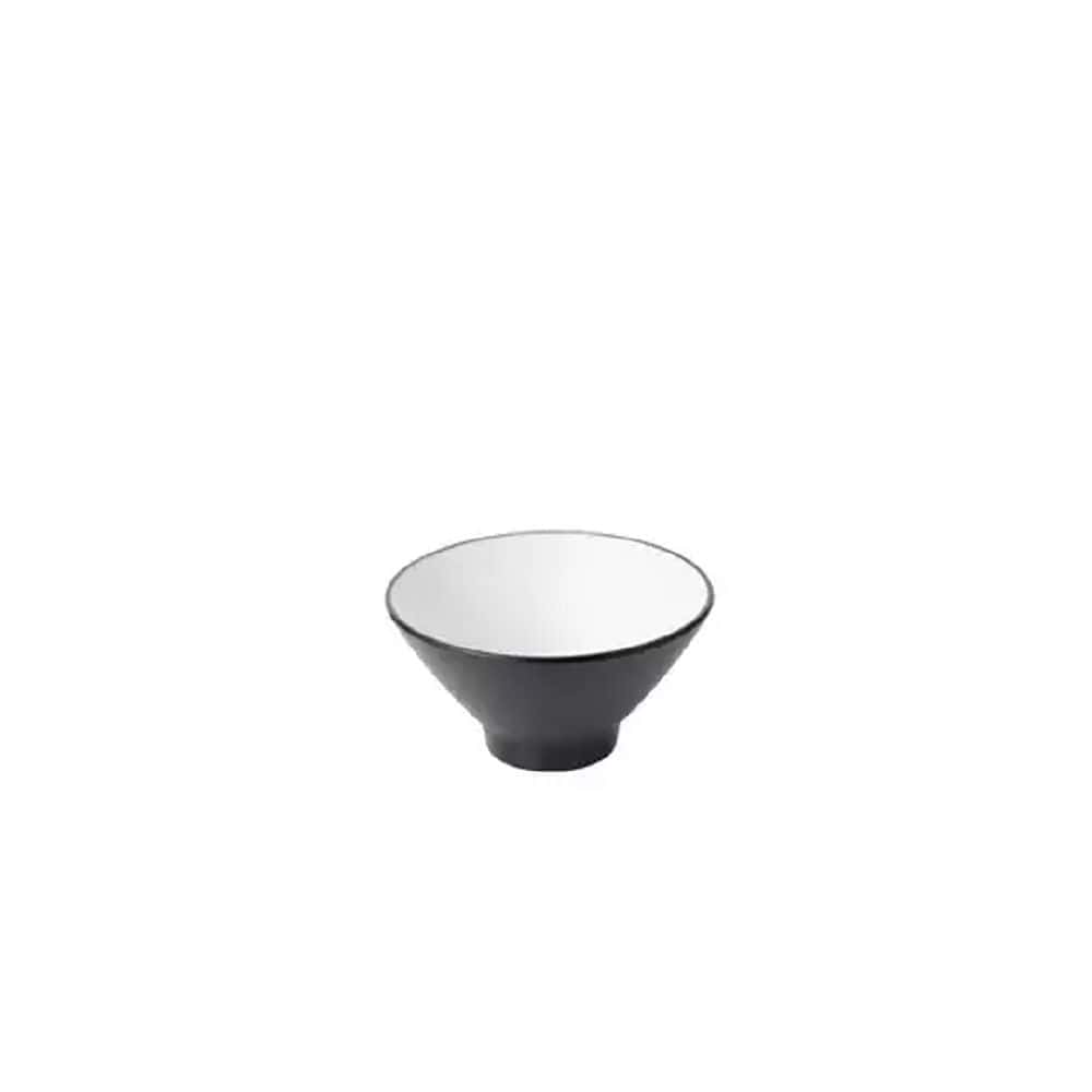 Melamine Round Bowl 550ml V-Shape White/Black
