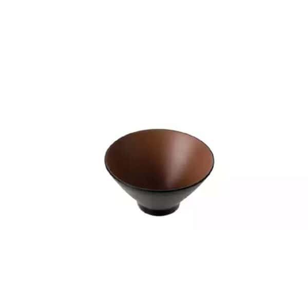 Melamine Round Bowl 920ml V-Shape Brown/Black